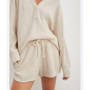 Aerie High Waisted LumberJane Waffle Knit Short Cream Ivory Women’s Size XS
